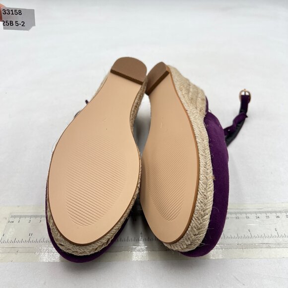 Zszszsu Purple Espadrille Wedge Closed Toe Slingback Buckled Platform Pumps - Picture 7 of 8